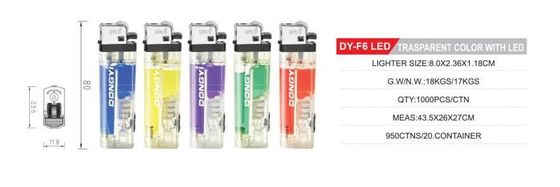 LEDライト付きフリントガスライター Dy-F6 LED 80*23.6*11.8mm キッチンLEDライター